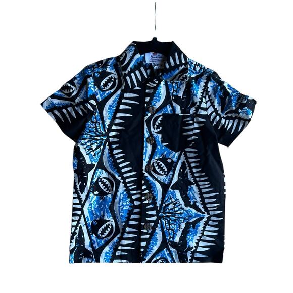 ALFRED SHAHEEN X UNIQUE VINTAGE BOYS Blue HAWAIIAN TIKI SHIRTS Size 2T NEW - Picture 4 of 5